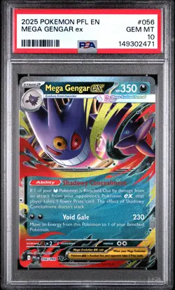 2025 POKEMON PFL EN-PHANTASMAL FLAMES #056 MEGA GENGAR EX PSA 10 - Image 1