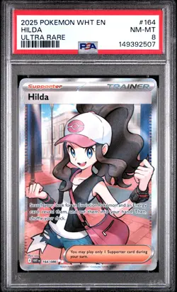 2025 POKEMON WHT EN-WHITE FLARE ULTRA RARE #164 HILDA PSA 8 - Image 1