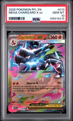 2025 POKEMON PFL EN-PHANTASMAL FLAMES #013 MEGA CHARIZARD X EX PSA 10 - Image 1