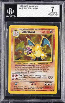 1999 POKEMON BASE SET HOLO R #4 CHARIZARD BGS 7 - Image 1