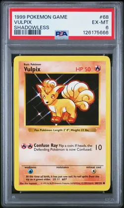 1999 POKEMON BASE SET SHADOWLESS #68 VULPIX PSA 6 - Image 1