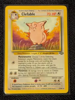 Vintage WOTC Pokemon TCG Jungle Non Holo Clefable 17/64 LP - Image 1