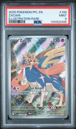 2025 POKEMON PFL EN-PHANTASMAL FLAMES ILLUSTRATION RARE #100 ZACIAN PSA 9 - Image 1