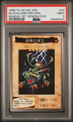 1998 YU-GI-OH! JAPANESE BANDAI-1ST GENERATION #24 BLACKLAND FIRE DRAGON PSA 9 - Image 1