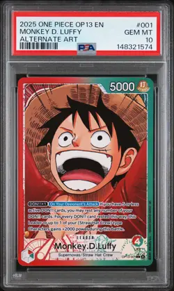 2025 ONE PIECE OP13-CARRYING ON HIS WILL ALTERNATE ART MONKEY D. LUFFY PSA 10 - Image 1