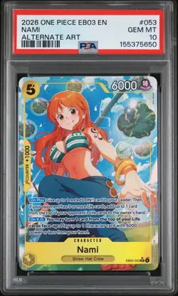 2026 ONE PIECE EB03-ONE PIECE HEROINES EDITION ALT ART #053 NAMI PSA 10 - Image 1