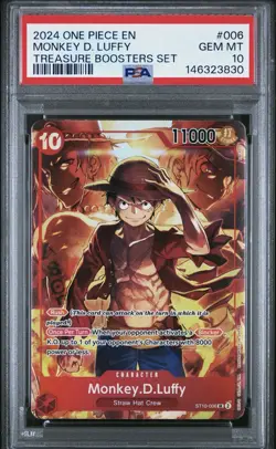One Piece Monkey D. Luffy ST10-006 Treasure Booster Set Promo PSA 10 - Image 1