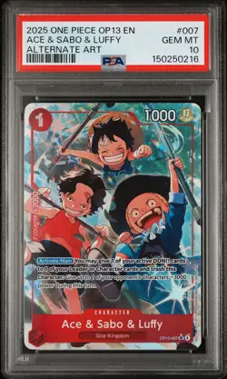 2025 ONE PIECE OP13-CARRYING ON HIS WILL ALTERNATE ART ACE & SABO & LUFFY PSA 10 - Image 1
