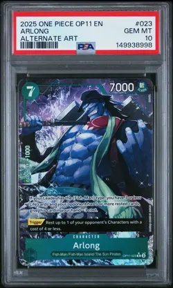 2025 ONE PIECE OP11-A FIST OF DIVINE SPEED ALTERNATE ART #023 ARLONG PSA 10 - Image 1