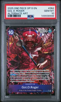 2025 ONE PIECE OP13-CARRYING ON HIS WILL ALTERNATE ART #064 GOL D. ROGER PSA 10 - Image 1