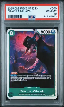 2025 ONE PIECE OP12-LEGACY OF THE MASTER #030 DRACULE MIHAWK PSA 10 - Image 1
