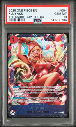 2025 ONE PIECE PROMOS TREASURE CUP-TOP 64 #004 KUJYAKU PSA 10 - Image 1