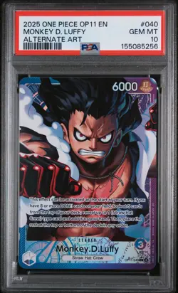 2025 ONE PIECE OP11-A FIST OF DIVINE SPEED ALTERNATE ART MONKEY D. LUFFY PSA 10 - Image 1
