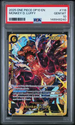 2025 ONE PIECE OP10-ROYAL BLOOD #118 MONKEY D. LUFFY PSA 10 - Image 1