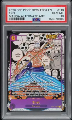 2026 ONE PIECE ADVENTURE ON KAMI'S ISLAND MANGA ALT ART #118 ENEL PSA 10 - Image 1