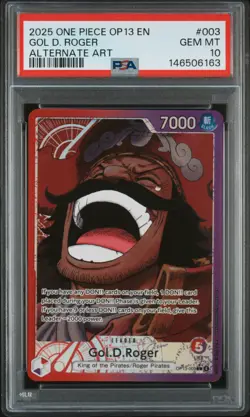 2025 ONE PIECE OP13-CARRYING ON HIS WILL ALTERNATE ART #003 GOL D. ROGER PSA 10 - Image 1