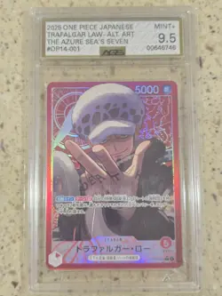 ONE PIECE Japan The Azure Sea's Seven Trafalger Law OP14-001 L Alt Art AGS 9.5 - Image 1