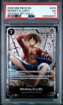 2026 ONE PIECE PROMOS TIN PACK SET VOL.2 #075 MONKEY D. LUFFY PSA 5 - Image 1