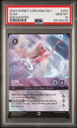 2023 DISNEY LORCANA THE FIRST CHAPTER ENCHANTED ELSA SPIRIT OF WINTER PSA 10 - Image 1