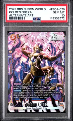 2025 DBS CARD GAME FUSION WORLD WISH FOR SHENRON GOLDEN FRIEZA PSA 10 - Image 1