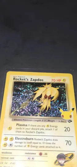Rocket's Zapdos 15/132 Celebrations: Classic Collection Holo Card - Image 3