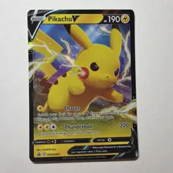 Pokemon TCG Pikachu v SWSH061 Full Art Holo Card Sword and Shield Promo - Image 1