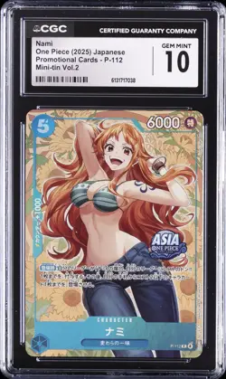 2025 ONE PIECE JAPANESE PROMO CARDS MINI-TIN VOL.2 #P-112 NAMI CGC 10 GEM MINT - Image 1