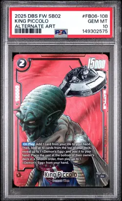 2025 DBS CARD GAME FUSION WORLD MANGA BOOSTER 02 KING PICCOLO PSA 10 - Image 1