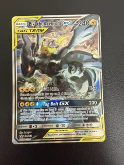 Pikachu & Zekrom GX SM168 Sm Holo LP Used Full Art Promo Rare Pokemon Card - Image 2