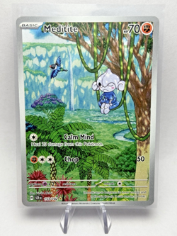 2024 Pokemon Card Meditite 153/142 Stellar Crown Illustration Rare NM Full Art - Image 1