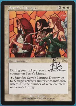Serra's Liturgy Urza's Saga NM White Rare SIGNED MTG CARD (ID# 410701) ABUGames - Image 1