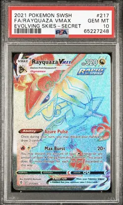 PSA 10 Rayquaza VMAX Rainbow Secret 217/203 Pokemon Evolving Skies - Image 1