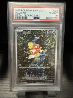 Pokemon PSA 10 Magikarp Promo 2025 024/SV-P Metal Deck Box S.Chinese - Image 1