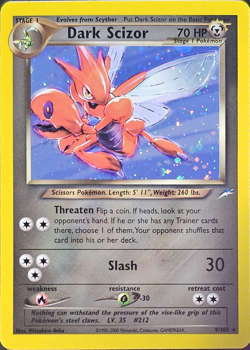 Dark Scizor 9/105 Neo Destiny Holo Rare WOTC Pokemon Card Lightly Played (LP) - Image 1