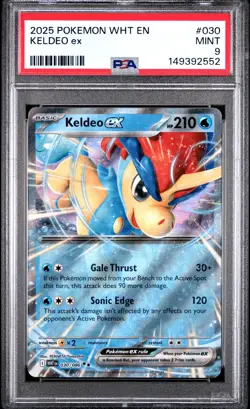 2025 POKEMON WHT EN-WHITE FLARE #030 KELDEO EX PSA 9 - Image 1