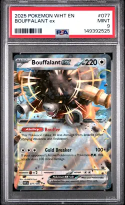 2025 POKEMON WHT EN-WHITE FLARE #077 BOUFFALANT EX PSA 9 - Image 1