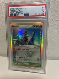BEEDRILL HOLO (DELTA SPECIES) #1 2005 POKEMON EX DELTA SPECIES PSA 5 - Image 2