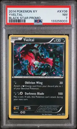 2014 POKEMON XY BLACK STAR PROMO #XY06 YVELTAL PSA 7 - Image 1