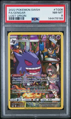 2022 POKEMON SWORD & SHIELD LOST ORIGIN #TG06 FULL ART/GENGAR PSA 8 - Image 1