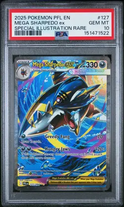2025 POKEMON PHANTASMAL FLAMES SPECIAL ILLUSTRATION RARE MEGA SHARPEDO EX PSA 10 - Image 1