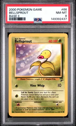 2000 POKEMON BASE SET 2 #66 BELLSPROUT PSA 8 - Image 1