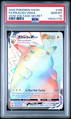 2020 POKEMON SWORD & SHIELD VIVID VOLTAGE SECRET FULL ART/PIKACHU VMAX PSA 10 - Image 1