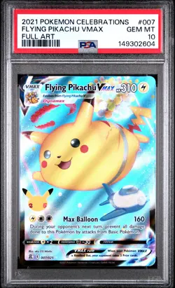 2021 POKEMON CELEBRATIONS #007 FULL ART/FLYING PIKACHU VMAX PSA 10 - Image 1