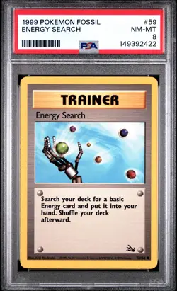 1999 POKEMON FOSSIL #59 ENERGY SEARCH PSA 8 - Image 1
