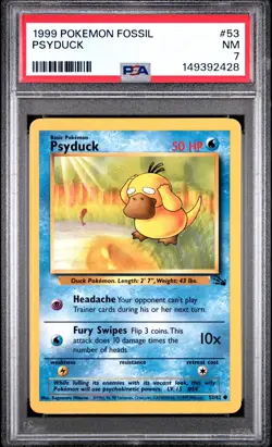 1999 POKEMON FOSSIL #53 PSYDUCK PSA 7 - Image 1