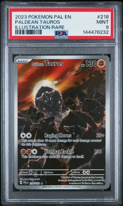 2023 POKEMON PAL EN-PALDEA EVOLVED ILLUSTRATION RARE #218 PALDEAN TAUROS PSA 9 - Image 1