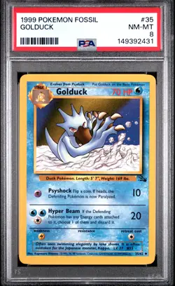1999 POKEMON FOSSIL #35 GOLDUCK PSA 8 - Image 1