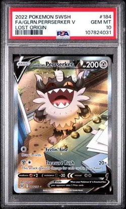 2022 POKEMON SWORD & SHIELD LOST ORIGIN FULL ART/GALARIAN PERRSERKER V PSA 10 - Image 1