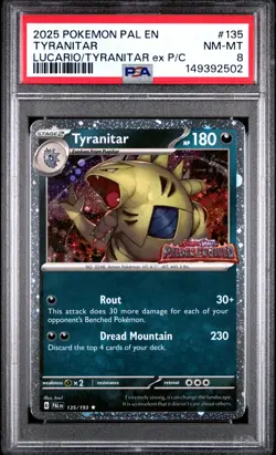 2025 POKEMON PAL EN-PALDEA EVOLVED PREMIUM COLLECTION #135 TYRANITAR PSA 8 - Image 1