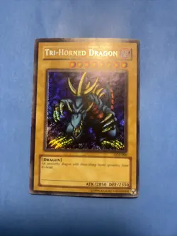 Yu-Gi-Oh! TCG— Tri-Horned Dragon LOB-000 Reverse Foil Error Unlimited HP/LP - Image 1